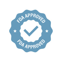 FDA Approved. Food and Drug Administration icon, symbol, label, badge, logo, seal. Vector