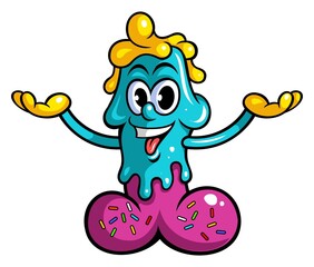 Human penis waffle bakery logo design, mascot concept. Cartoon style penis character, isolated on white background.