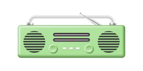 Radio. 3d Retro radio. Claymorphism radio. Vector set. Clipart isolated on white background.	