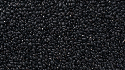 close-up texture of raw black beans top view.