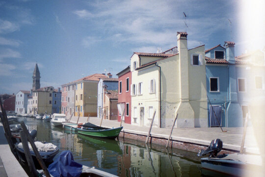 A small venetian canal on Burano island 