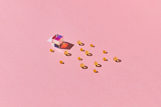 Vitamins with glass cube