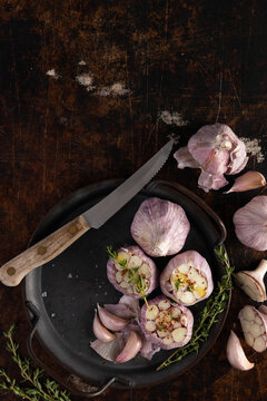 Purple Garlic with herbs