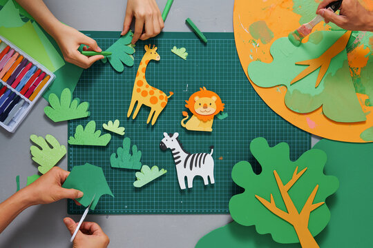 Papercraft teamwork topview