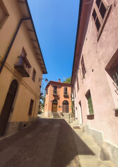 Fototapeta na wymiar Italian Street in Summer Vacation, Rivoli, Piedmont, Travel