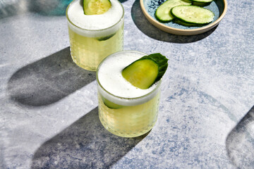 Mezcal Cocktail with Cucumber Garnish