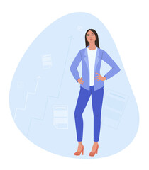 Leadership to lead team members concept, teamwork to success in work, businessman leader, business direction to achieve goal or target. Vector  illustration.