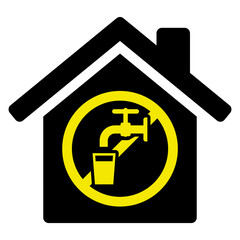 ngi1326 NewGraphicIcon ngi - german: Symbol - Trinkwasserausfall. - Wassernotstand - Kein Trinkwasser . english - drinking water . outage icon. simple home template - black white yellow - xxl g11332