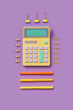 Pedantic arrangement of colorful office supplies