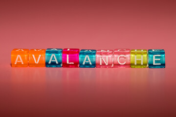 the word "avalanche" made up of cubes