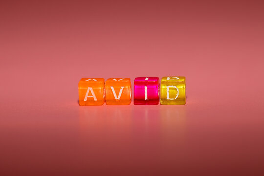 the word "avid" made up of cubes
