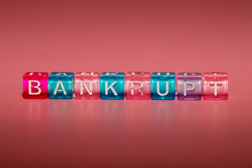 the word "bankrupt" made up of cubes