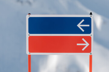 Direction sign on ski resort