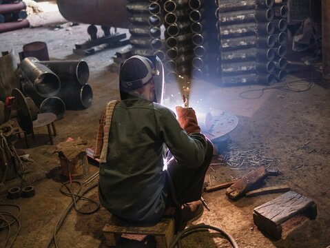 A welder at work