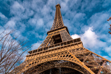 The iconic Eiffel Tower in a sunny winter day