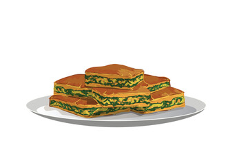 spinach pie in plate byrek me spinaq vektor clipart