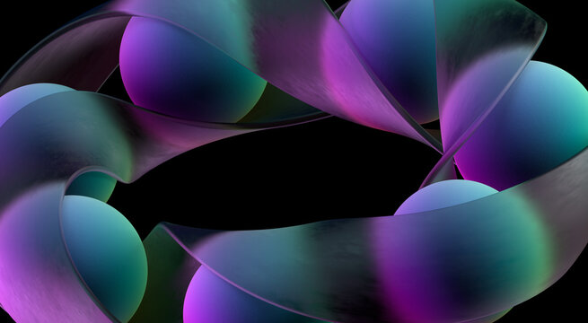 Transparent ribbon with gradient color spheres.