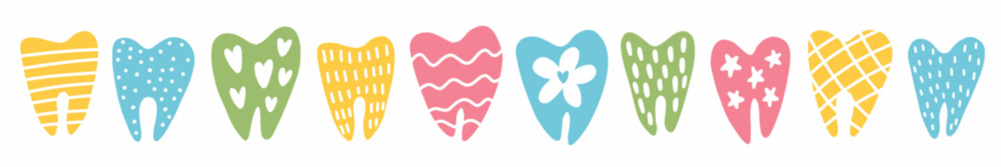 A pattern with a collection of teeth casually drawn by hand