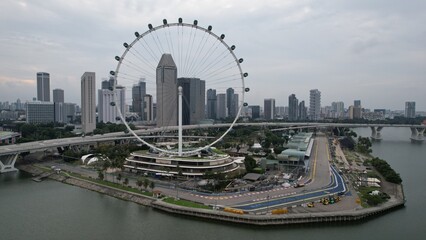 Marina Bay, Singapore: The Iconic Marina Bay Sands Landmark Hotel, Art Museum and Surrounding Tourist Attraction Areas