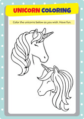 This page has been prepared to improve children's drawing and coloring activities with unicorns.