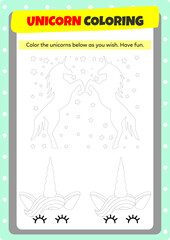 This page has been prepared to improve children's drawing and coloring activities with unicorns.