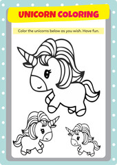 This page has been prepared to improve children's drawing and coloring activities with unicorns.