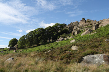 Fototapeta na wymiar The Roaches rocky outcrop in the Peak District National Park, Staffordshire. England UK