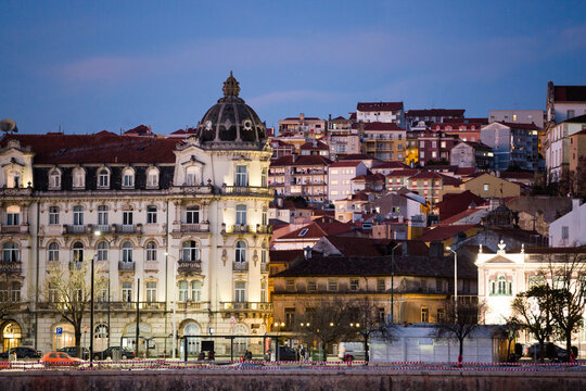 City of Coimbra at night  in Portugal