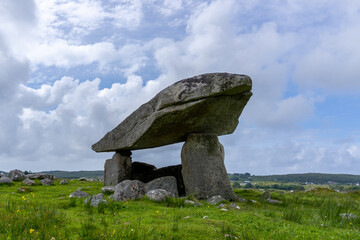 view of the Kilclooney Dolmen in County Donegal in Ireland