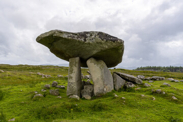 view of the Kilclooney Dolmen in County Donegal in Ireland