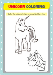 This page has been prepared to improve children's drawing and coloring activities with unicorns.