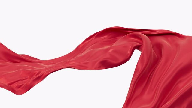 Flowing red wave cloth with alpha channel, 3d rendering.