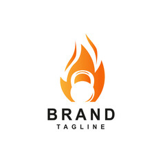 professional logo template. Fire with a weight. Can be used for store logos, company names, trademarks, logistics, sports centers. Vector illustration