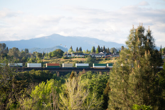 Cargo Train On Bridge 