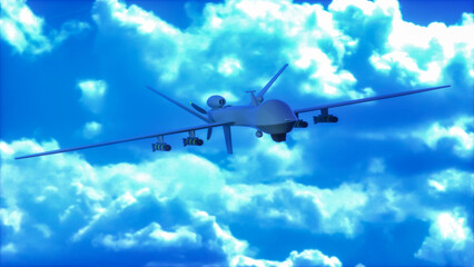 a military drone in action (3d rendering)
