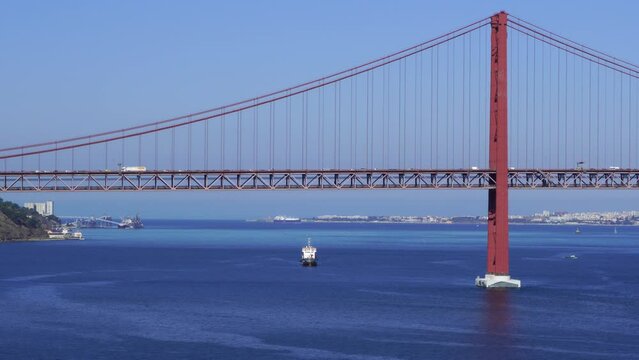 The 25 de Abril Bridge is a suspension bridge connecting the city of Lisbon