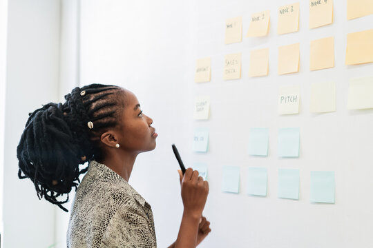 Business woman brainstorming