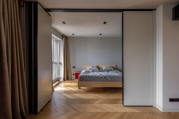 Apartment in contemporary style with rotated doors