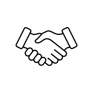 Handshake Partnership Professional Line Icon. Hand Shake Business Deal Linear Pictogram. Cooperation Team Agreement Finance Meeting Outline Icon. Editable Stroke. Isolated Vector Illustration