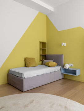 Child's room in contemporary style with colorful walls