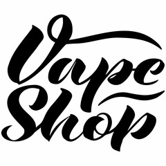 Fototapeta premium vector calligraphic handwritten inscription Vape shop in black on a white