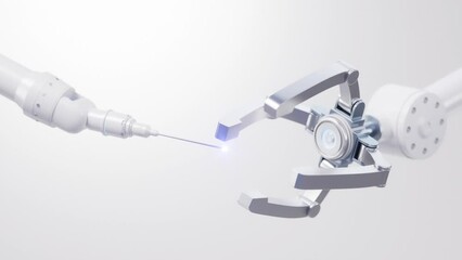 Mechanical arm with white background, 3d rendering.