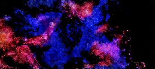 Obraz na płótnie Canvas Abstract flowing digital fluid patterns in a painterly style - watercolor bright acrylic paint and ink styled cosmic space and bright abstract conceptual digital painting render