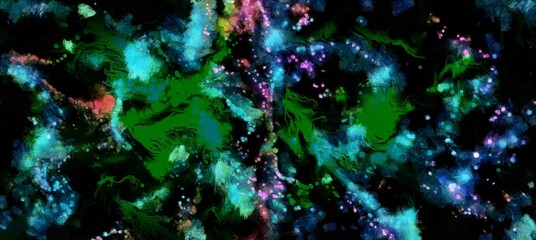 Abstract flowing digital fluid patterns in a painterly style - watercolor bright acrylic paint and ink styled cosmic space and bright abstract conceptual digital painting render