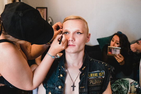 Friends getting ready for pride