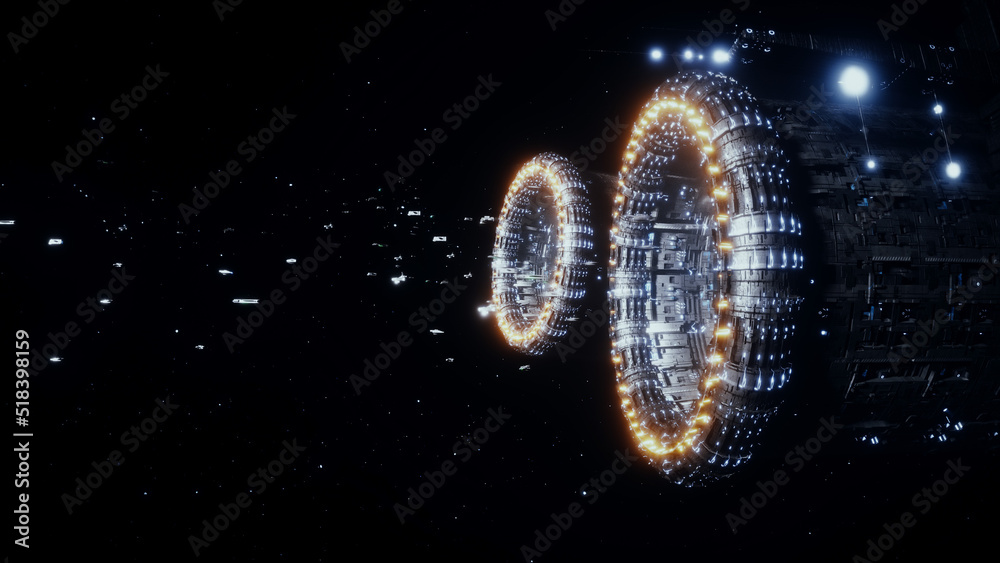 Canvas Prints space futuristic base with ships traffic. futuristic concept. 3d rendering.