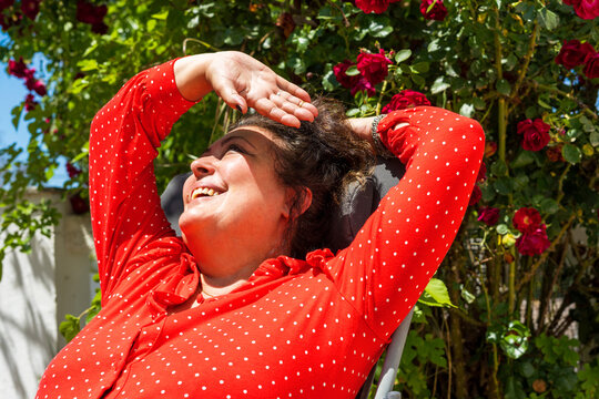 Mature woman enjoying the spring outdoors