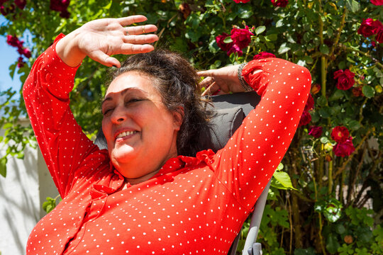 Mature woman enjoying the spring outdoors