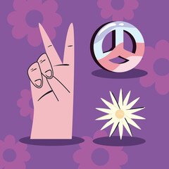 three flat hippies icons