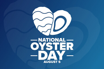 National Oyster Day. August 5. Holiday concept. Template for background, banner, card, poster with text inscription. Vector EPS10 illustration.